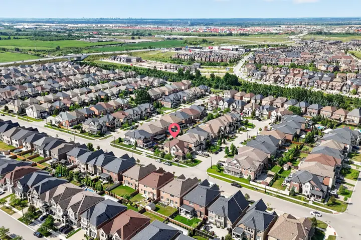 Subdivision from the air, listing marked