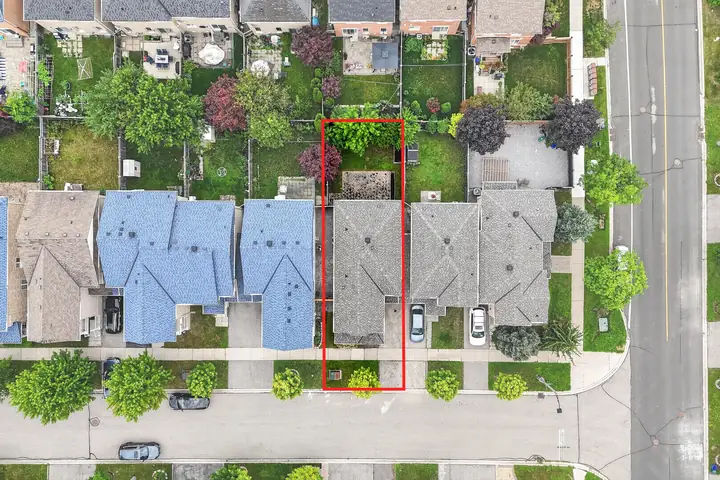 Top-down aerial with the lot outlined